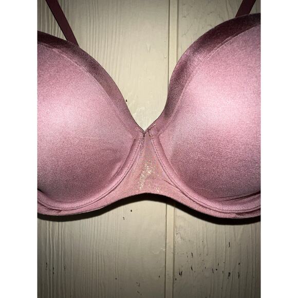 34DD Victoria's Secret Bra Lined Demi T-Shirt Smooth Microfiber Underwire Wine - Picture 2 of 4